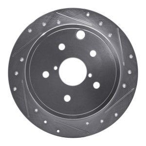 Subaru WRX Brake Rotor (1) - Rear Right - R1 Concepts - Drilled & Slotted - Silver - `15-`21